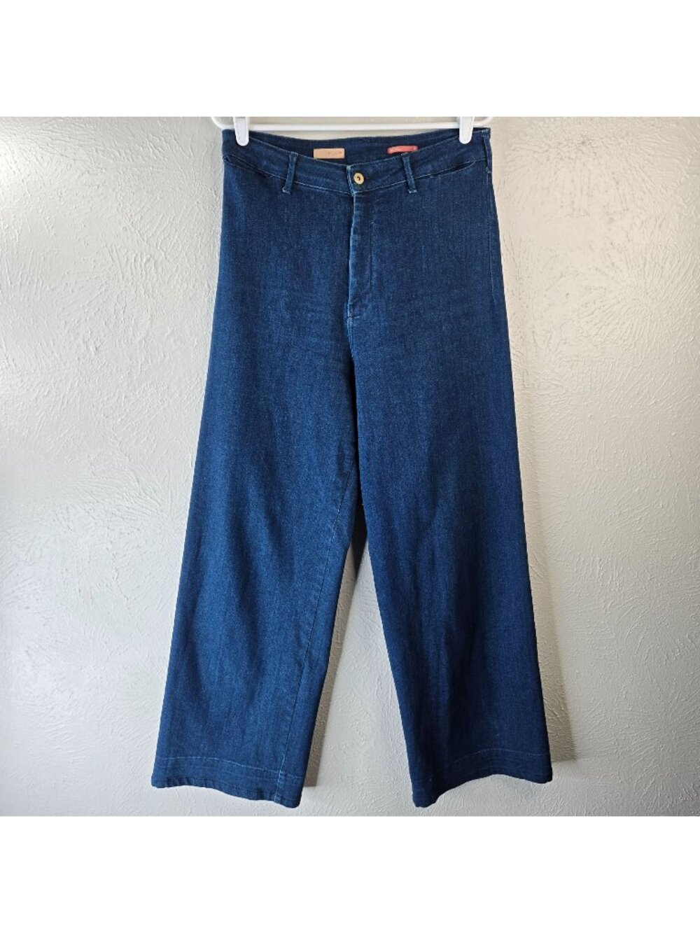 Pilcro Wide Leg Jeans Sz 30 High Waisted Minimalist Relaxed Dark Blue Wash Denim